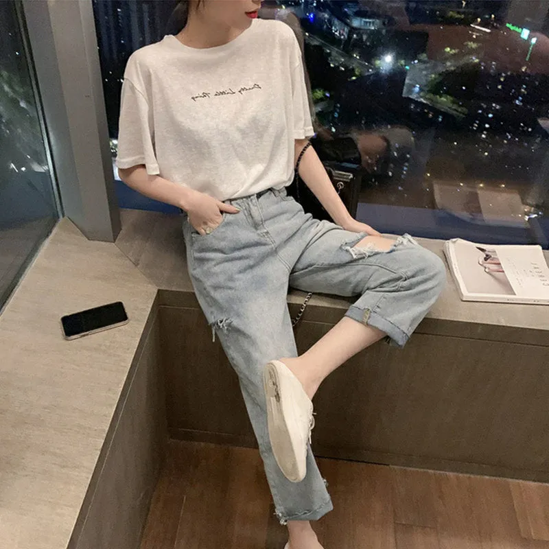 Summer Korean Bare Back Trendy Short Sleeve T-Shirt Women Tops T-Shirt