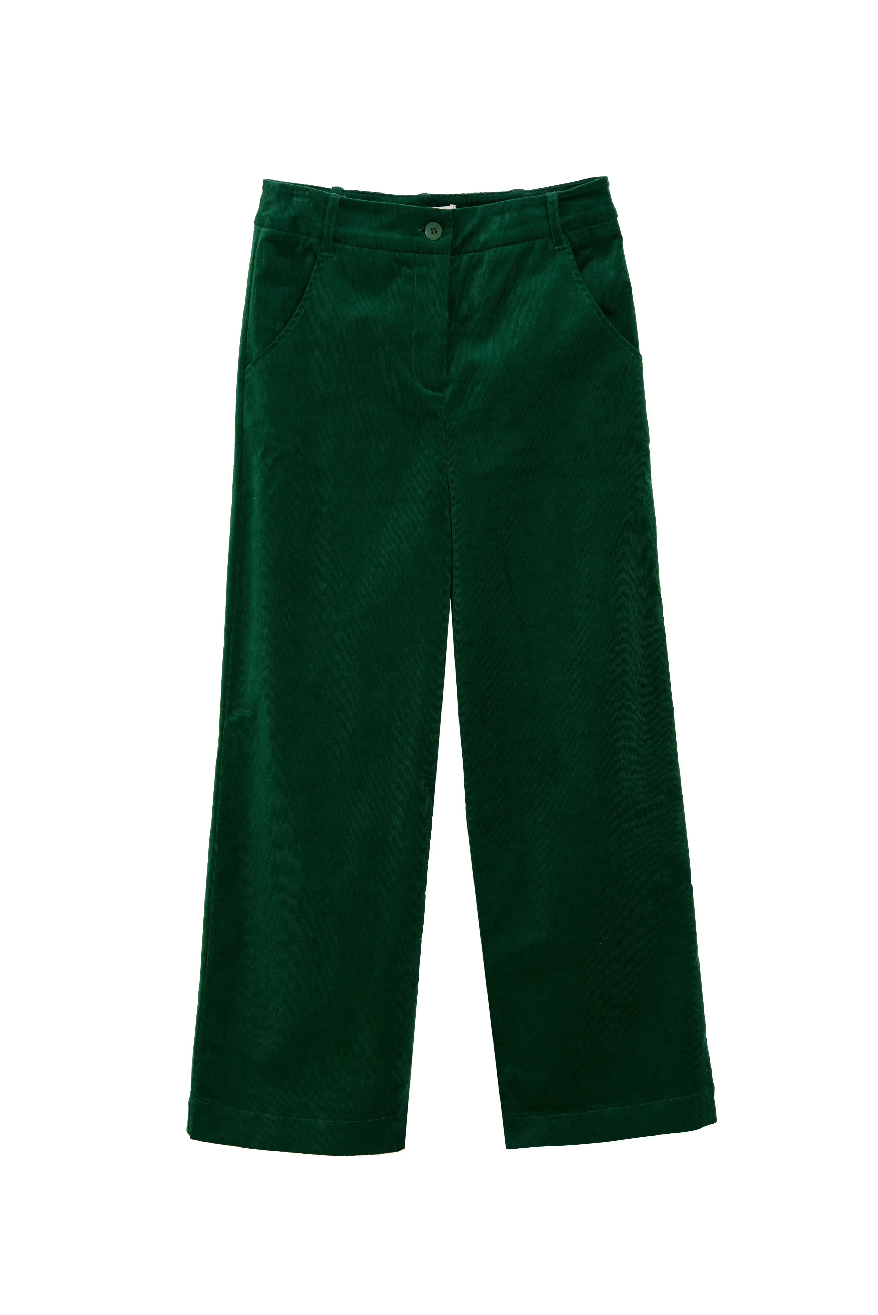 Tim Baby Cord Straight Cut Trousers - Dark Green
