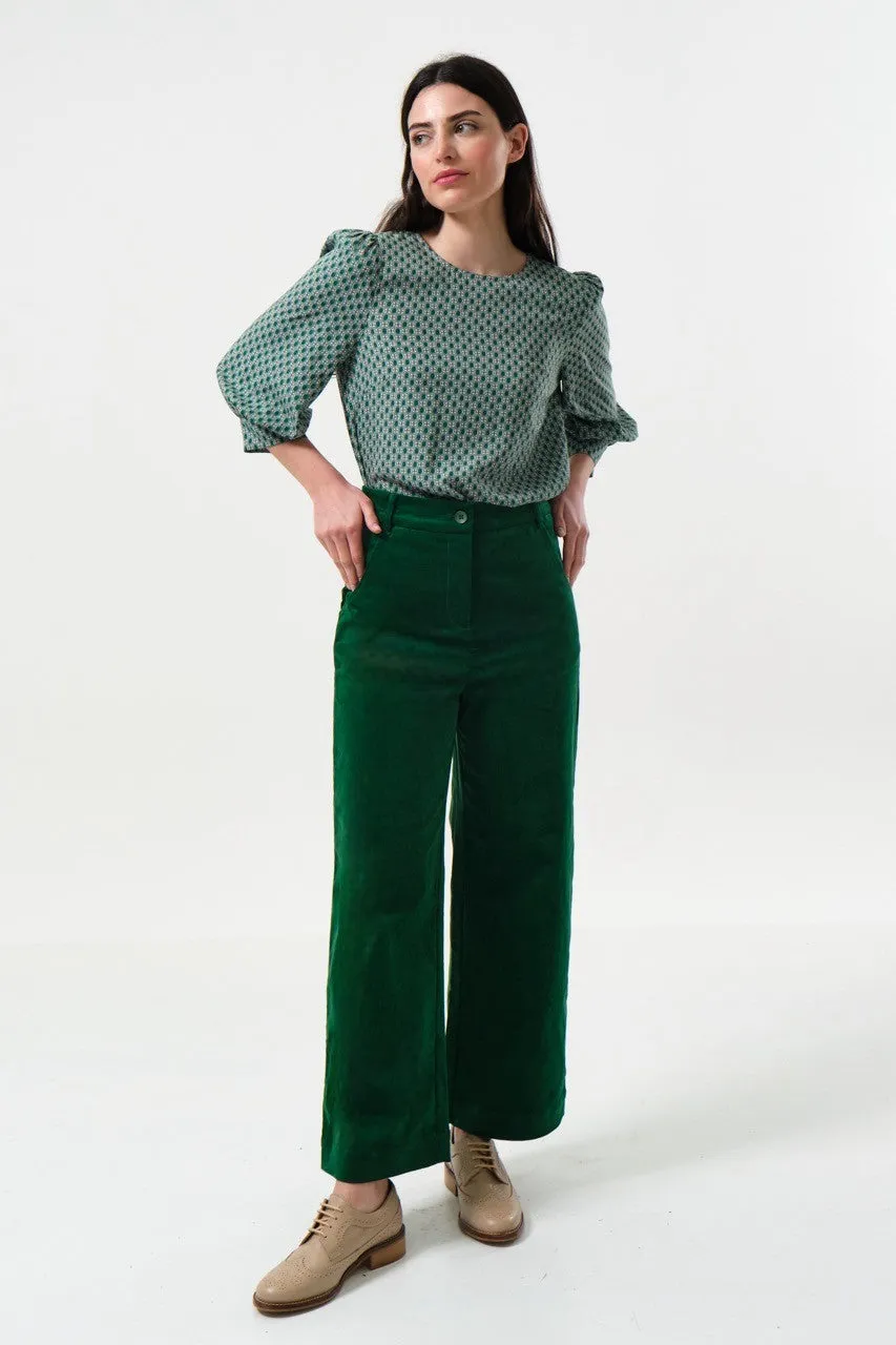 Tim Baby Cord Straight Cut Trousers - Dark Green
