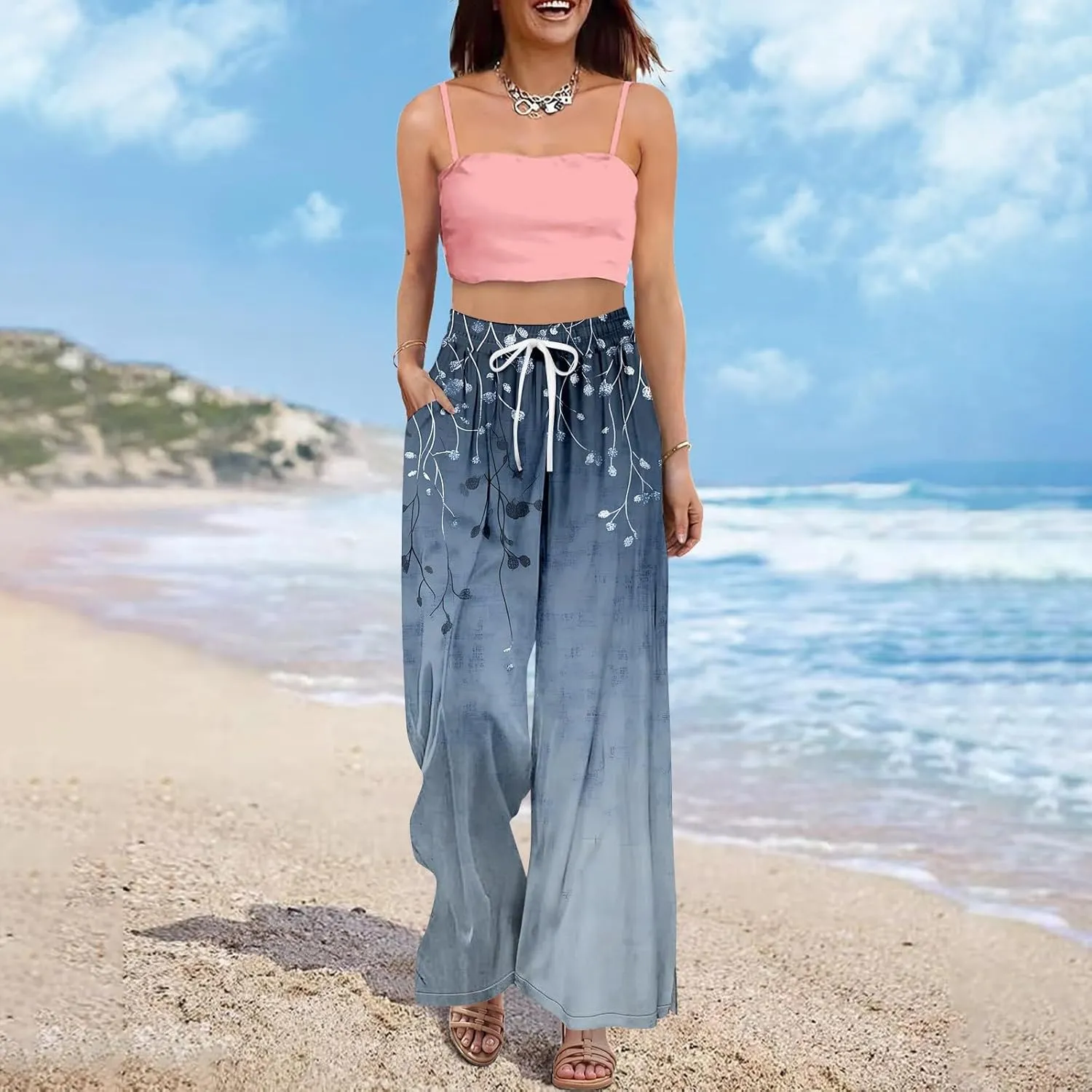 Travel Pants Women Relaxed Fit Baggy 2025 Casual Dressy Palazzo High Waist Trendy Trousers