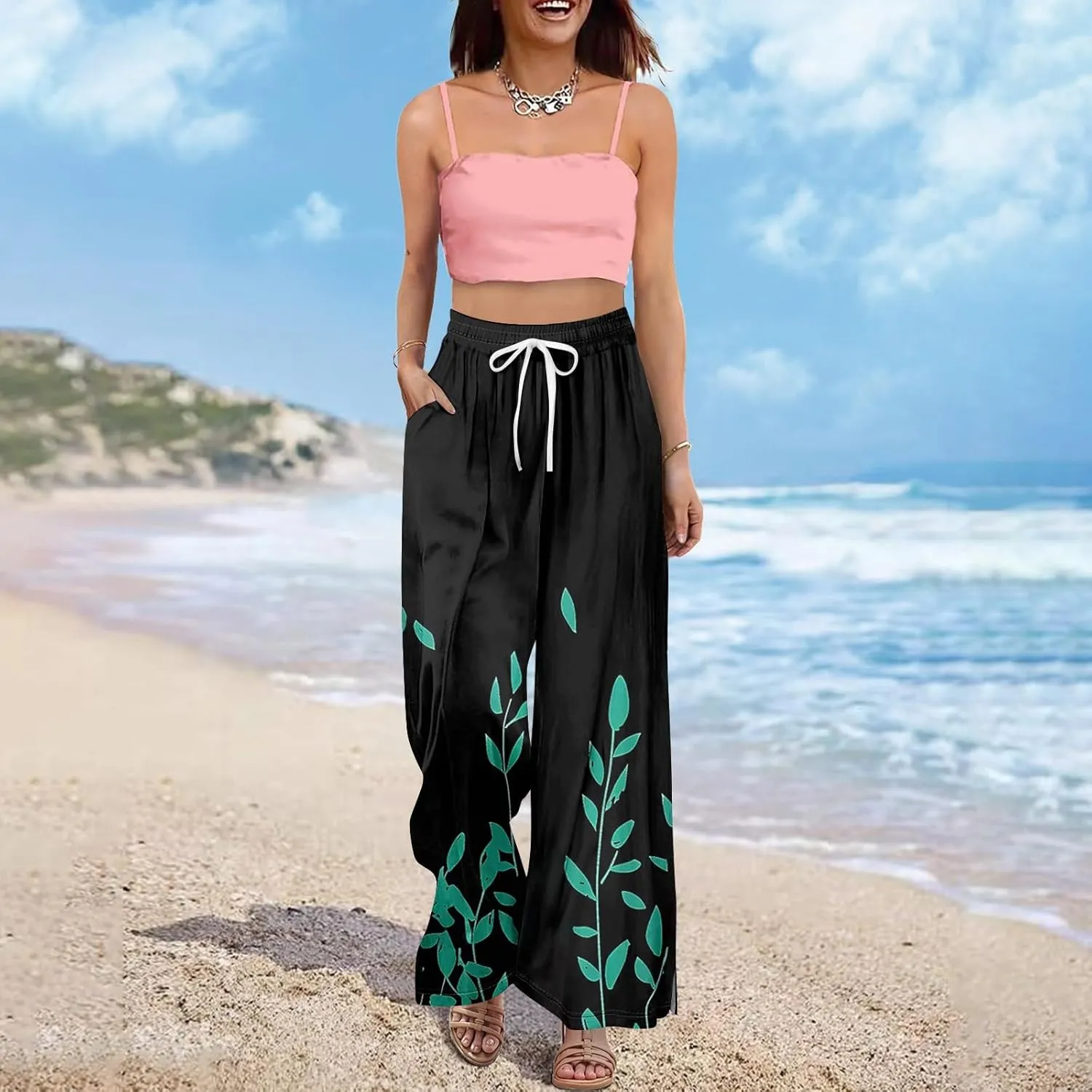 Travel Pants Women Relaxed Fit Baggy 2025 Casual Dressy Palazzo High Waist Trendy Trousers
