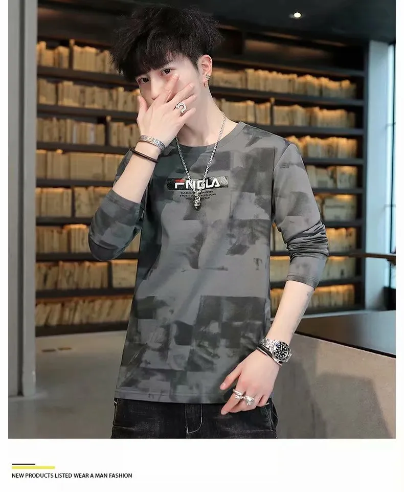 Trendy INS Creative Graffiti Tops Loose All-Matching Long Sleeved T-Shirt Matching T-Shirt