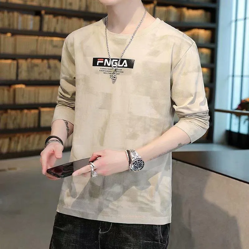 Trendy INS Creative Graffiti Tops Loose All-Matching Long Sleeved T-Shirt Matching T-Shirt