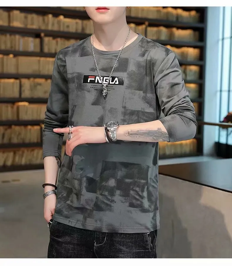Trendy INS Creative Graffiti Tops Loose All-Matching Long Sleeved T-Shirt Matching T-Shirt