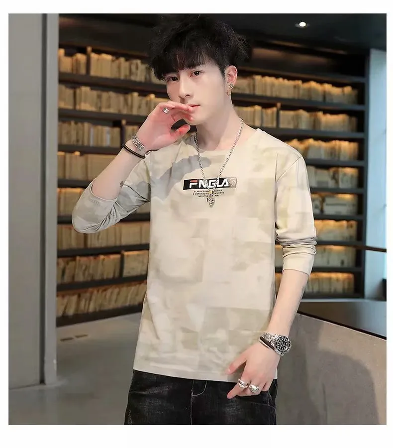 Trendy INS Creative Graffiti Tops Loose All-Matching Long Sleeved T-Shirt Matching T-Shirt