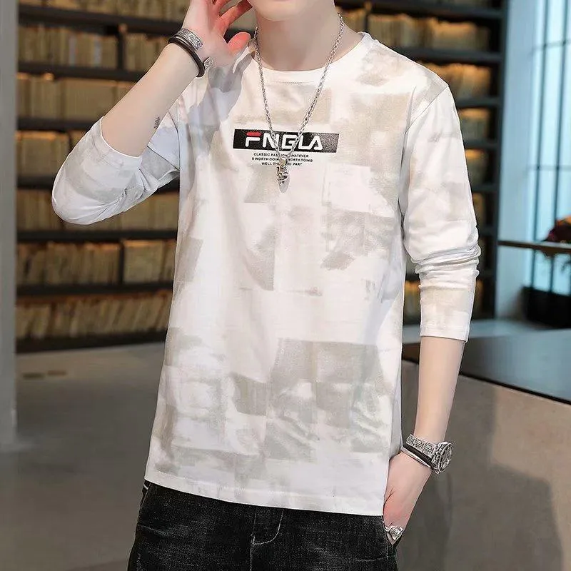 Trendy INS Creative Graffiti Tops Loose All-Matching Long Sleeved T-Shirt Matching T-Shirt