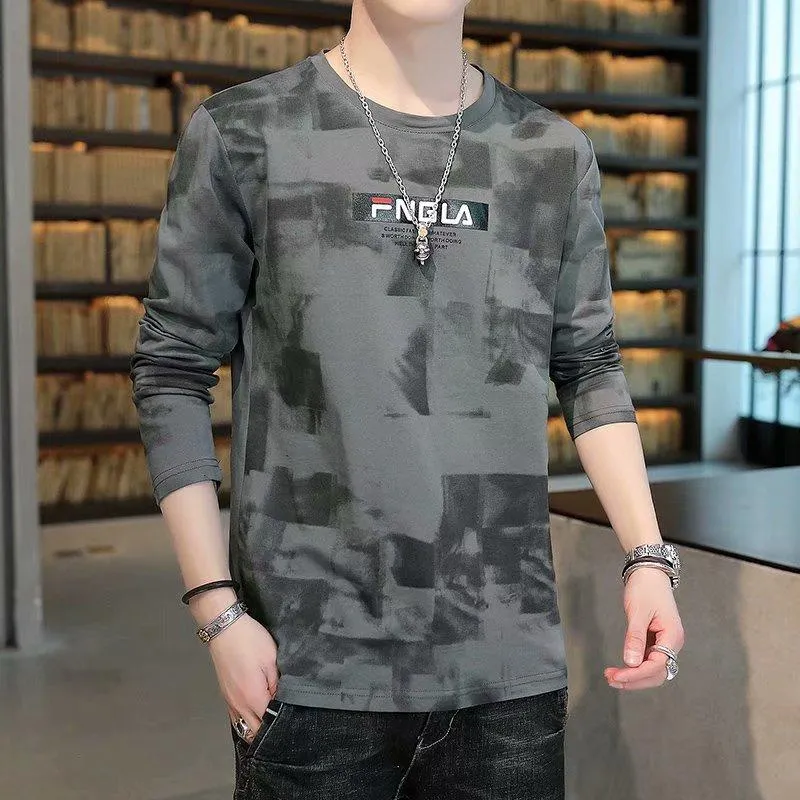 Trendy INS Creative Graffiti Tops Loose All-Matching Long Sleeved T-Shirt Matching T-Shirt
