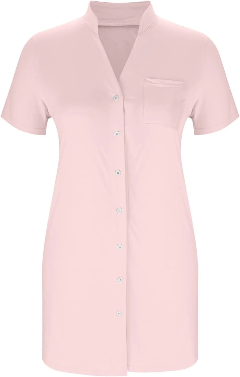 Tunic Dress for Women Button Down V Neck Short Sleeve Dresses Lounge Classic Pure T-Shirts Dress Outfits