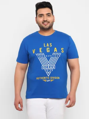 Urbano Plus Men's Blue Graphic Printed Half Sleeve Regular Fit Cotton T-Shirt
