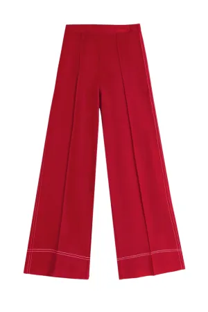 Vilagallo 32544 Trouser Bettina Punto Roma Rojo – Red Knit Trousers with Rib Detail