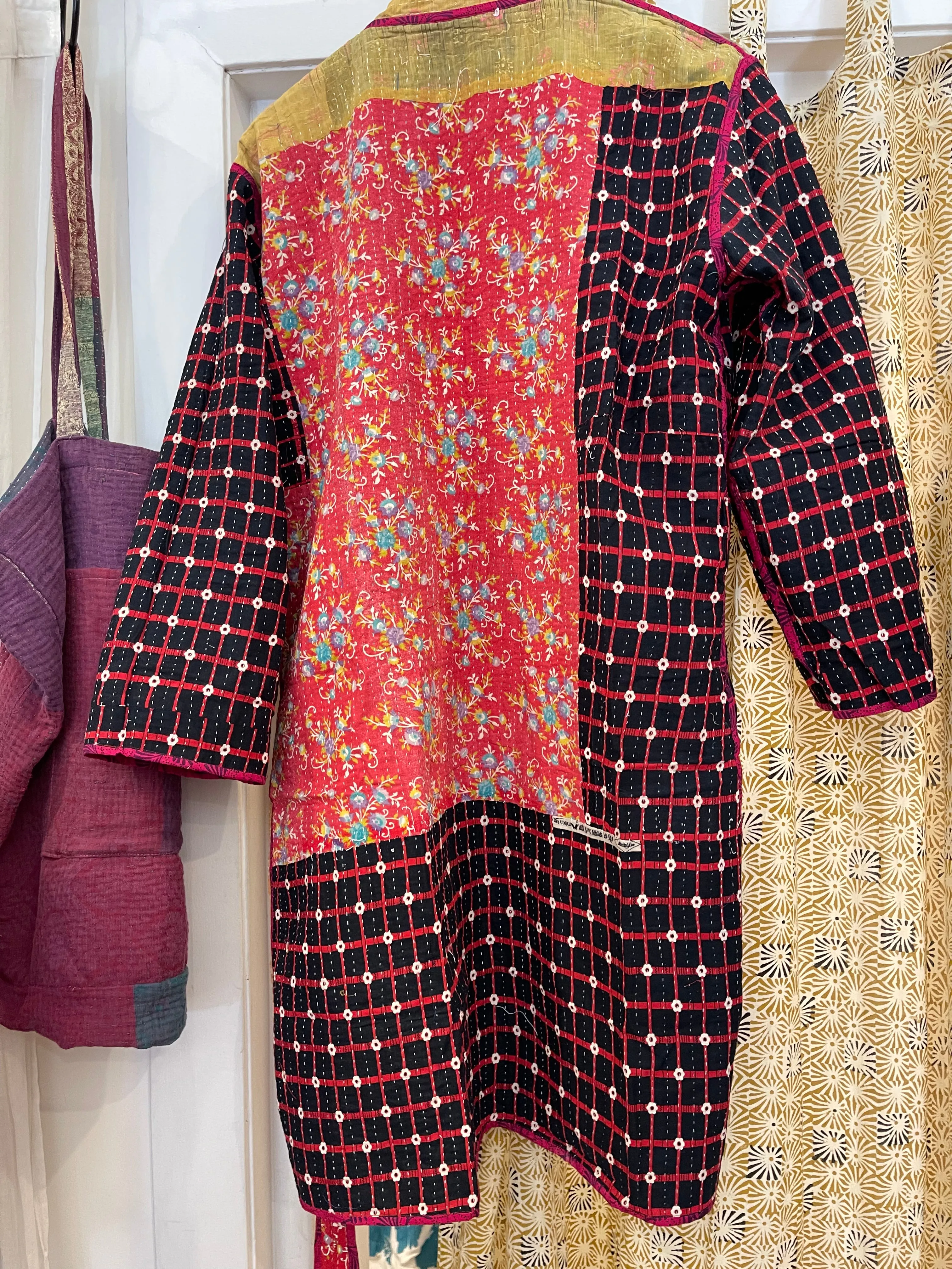 Vintage Kantha Jacket - PRETTY RED FLORAL