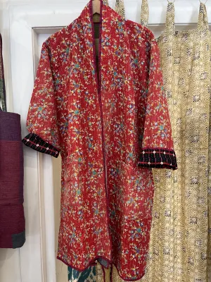 Vintage Kantha Jacket - PRETTY RED FLORAL