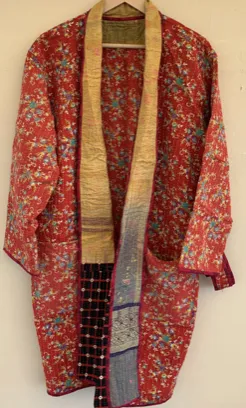 Vintage Kantha Jacket - PRETTY RED FLORAL