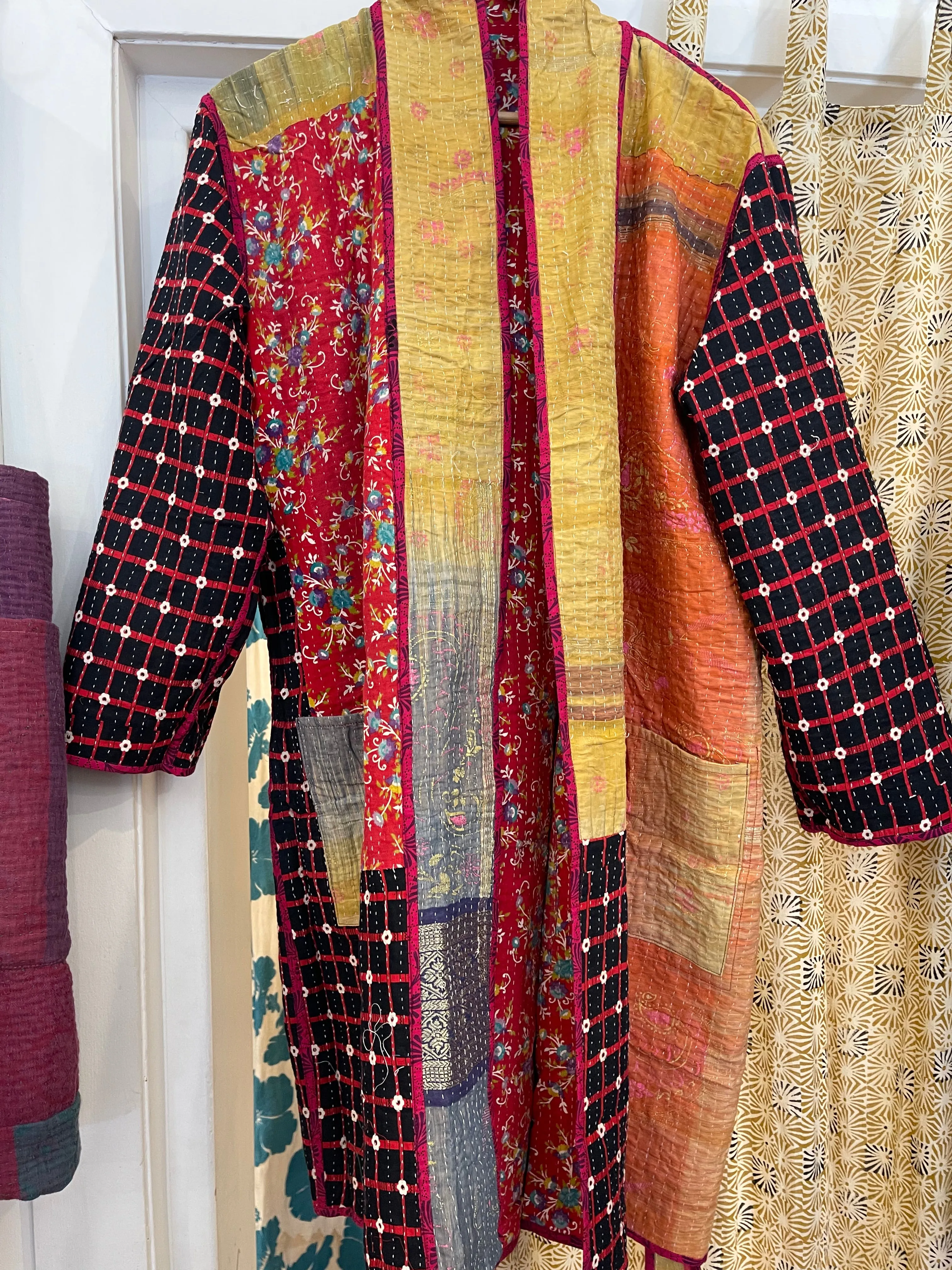 Vintage Kantha Jacket - PRETTY RED FLORAL