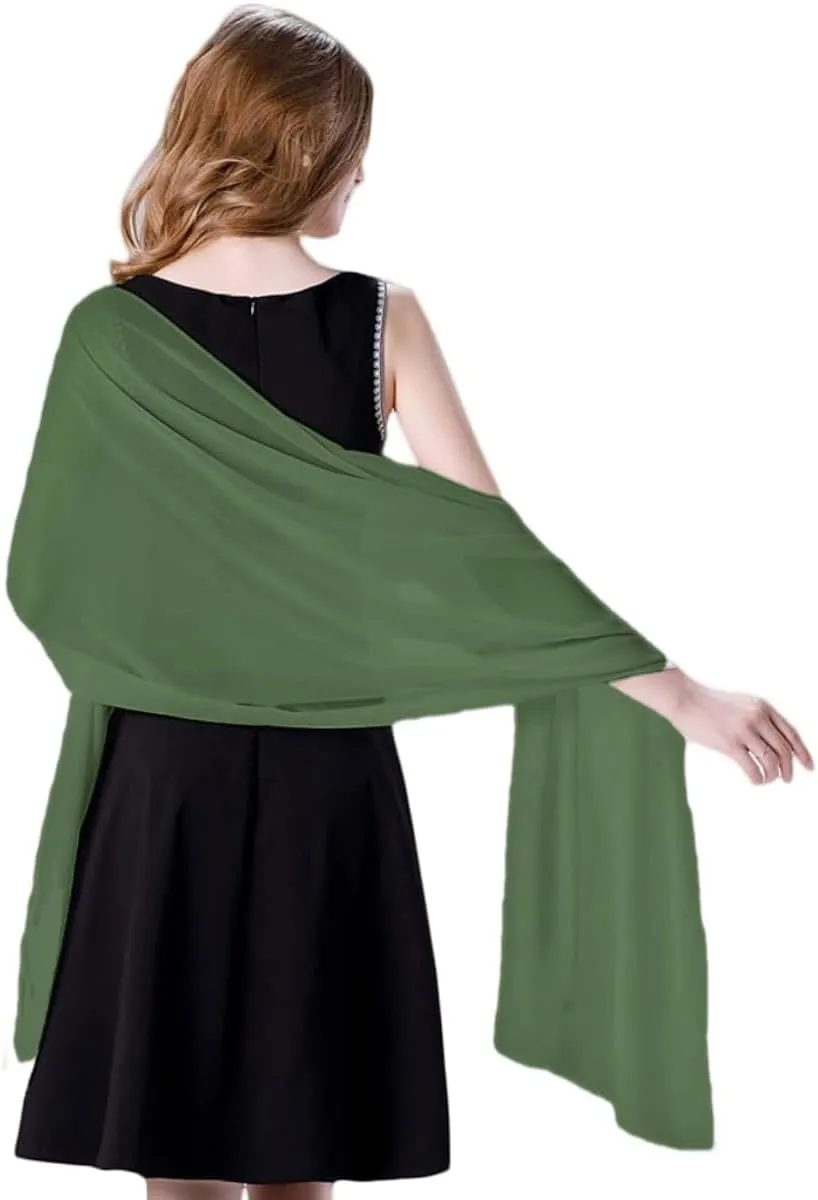 Wander Agio Womens Shawl Party Wraps Evening Dress Bridesmaid Long Scarves for Wedding Lightweight Chiffon Translucent