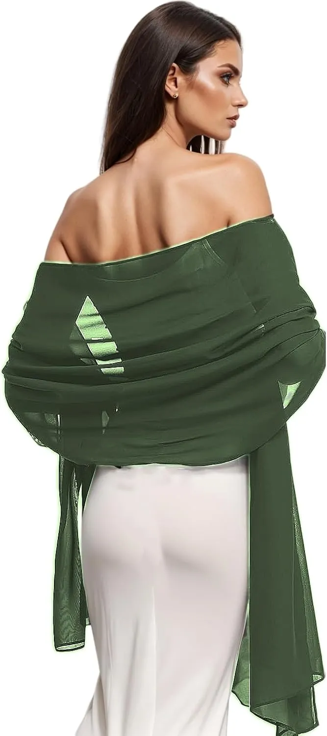 Wander Agio Womens Shawl Party Wraps Evening Dress Bridesmaid Long Scarves for Wedding Lightweight Chiffon Translucent
