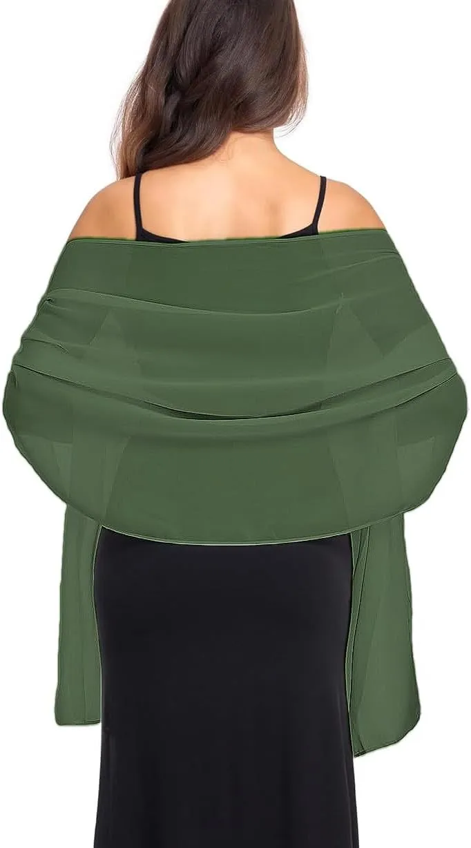 Wander Agio Womens Shawl Party Wraps Evening Dress Bridesmaid Long Scarves for Wedding Lightweight Chiffon Translucent