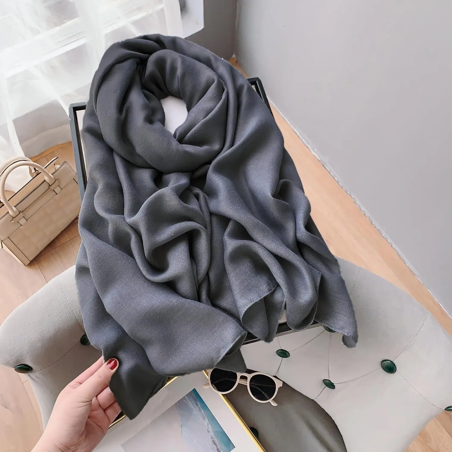 Wander Agio Womens Shawl Party Wraps Evening Dress Bridesmaid Long Scarves for Wedding Lightweight Chiffon Translucent