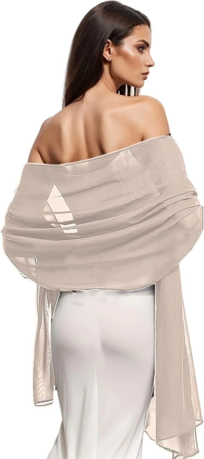 Wander Agio Womens Shawl Party Wraps Evening Dress Bridesmaid Long Scarves for Wedding Lightweight Chiffon Translucent