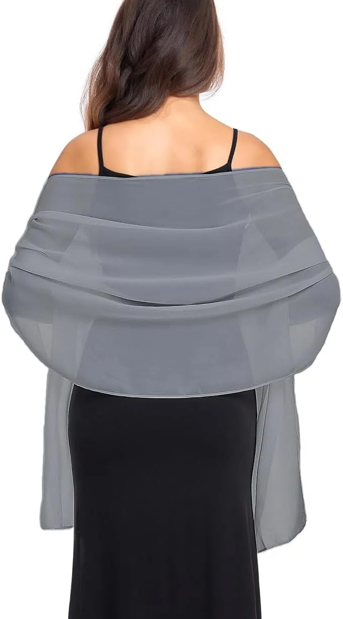 Wander Agio Womens Shawl Party Wraps Evening Dress Bridesmaid Long Scarves for Wedding Lightweight Chiffon Translucent