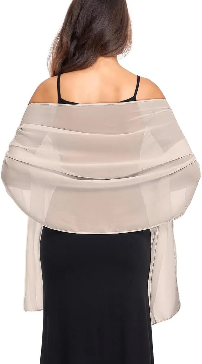 Wander Agio Womens Shawl Party Wraps Evening Dress Bridesmaid Long Scarves for Wedding Lightweight Chiffon Translucent