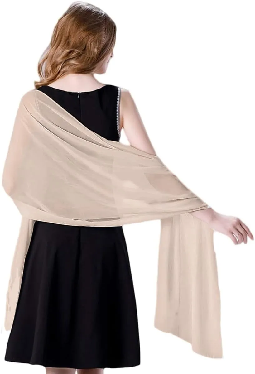 Wander Agio Womens Shawl Party Wraps Evening Dress Bridesmaid Long Scarves for Wedding Lightweight Chiffon Translucent