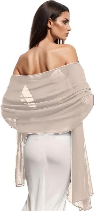 Wander Agio Womens Shawl Party Wraps Evening Dress Bridesmaid Long Scarves for Wedding Lightweight Chiffon Translucent
