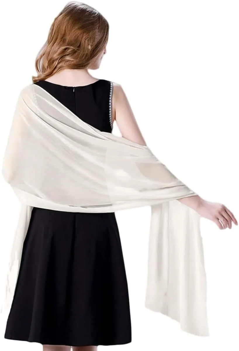 Wander Agio Womens Shawl Party Wraps Evening Dress Bridesmaid Long Scarves for Wedding Lightweight Chiffon Translucent