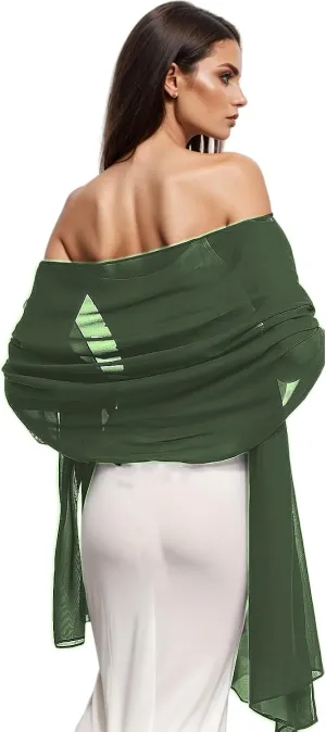 Wander Agio Womens Shawl Party Wraps Evening Dress Bridesmaid Long Scarves for Wedding Lightweight Chiffon Translucent