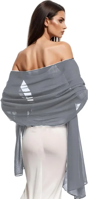 Wander Agio Womens Shawl Party Wraps Evening Dress Bridesmaid Long Scarves for Wedding Lightweight Chiffon Translucent