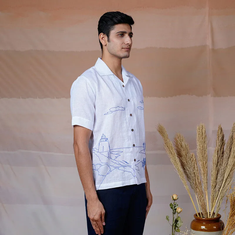 White Linen Shirt | Unisex | Hand Embroidered