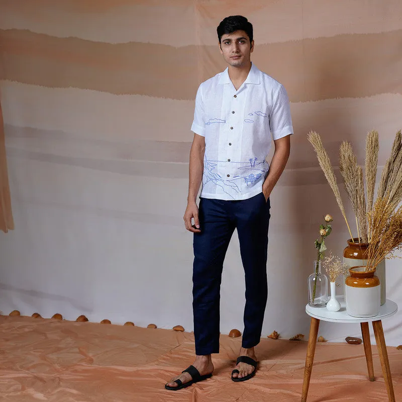 White Linen Shirt | Unisex | Hand Embroidered