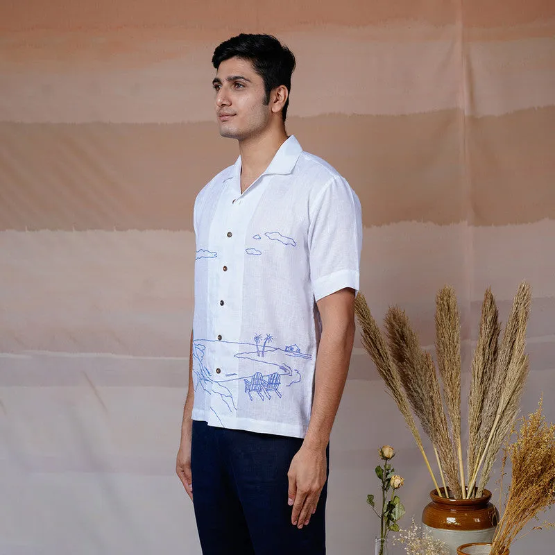 White Linen Shirt | Unisex | Hand Embroidered