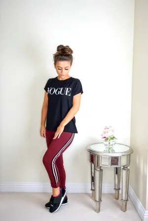Wine Red Striped Trousers