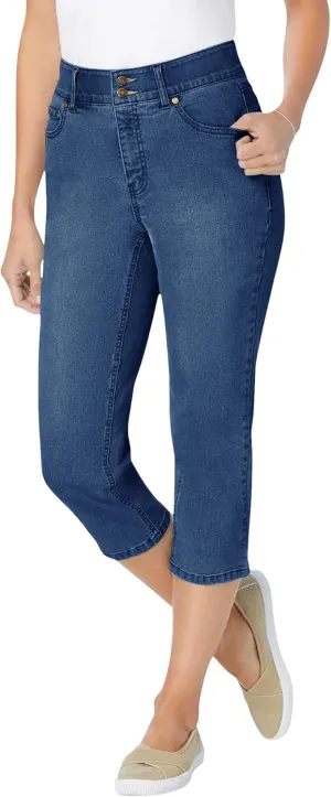 Woman Within Plus Size Secret Solutions; Tummy Smoothing Denim Jean Capri