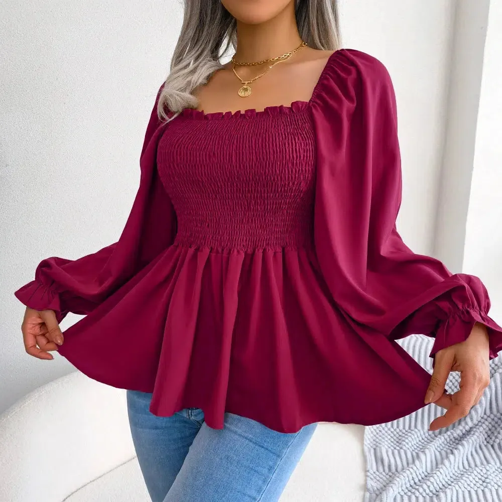 Women Chiffon  Long Sleeve Casual Blouse