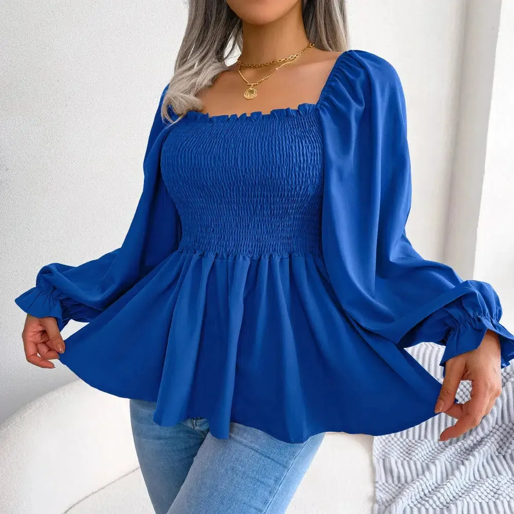 Women Chiffon  Long Sleeve Casual Blouse