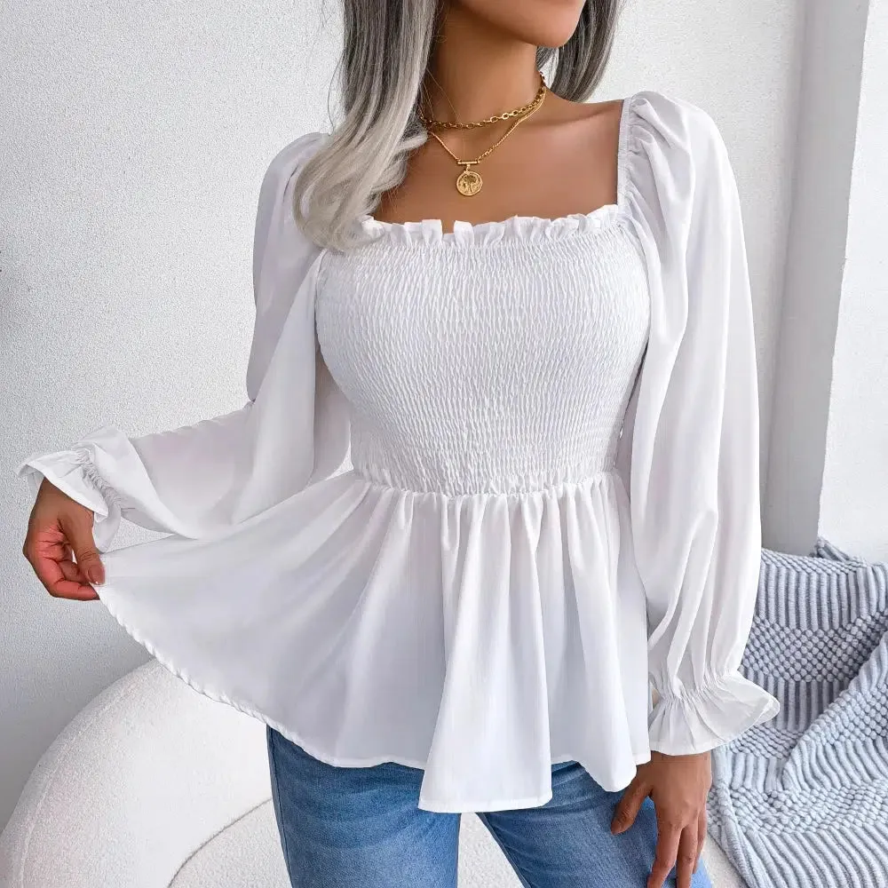 Women Chiffon  Long Sleeve Casual Blouse