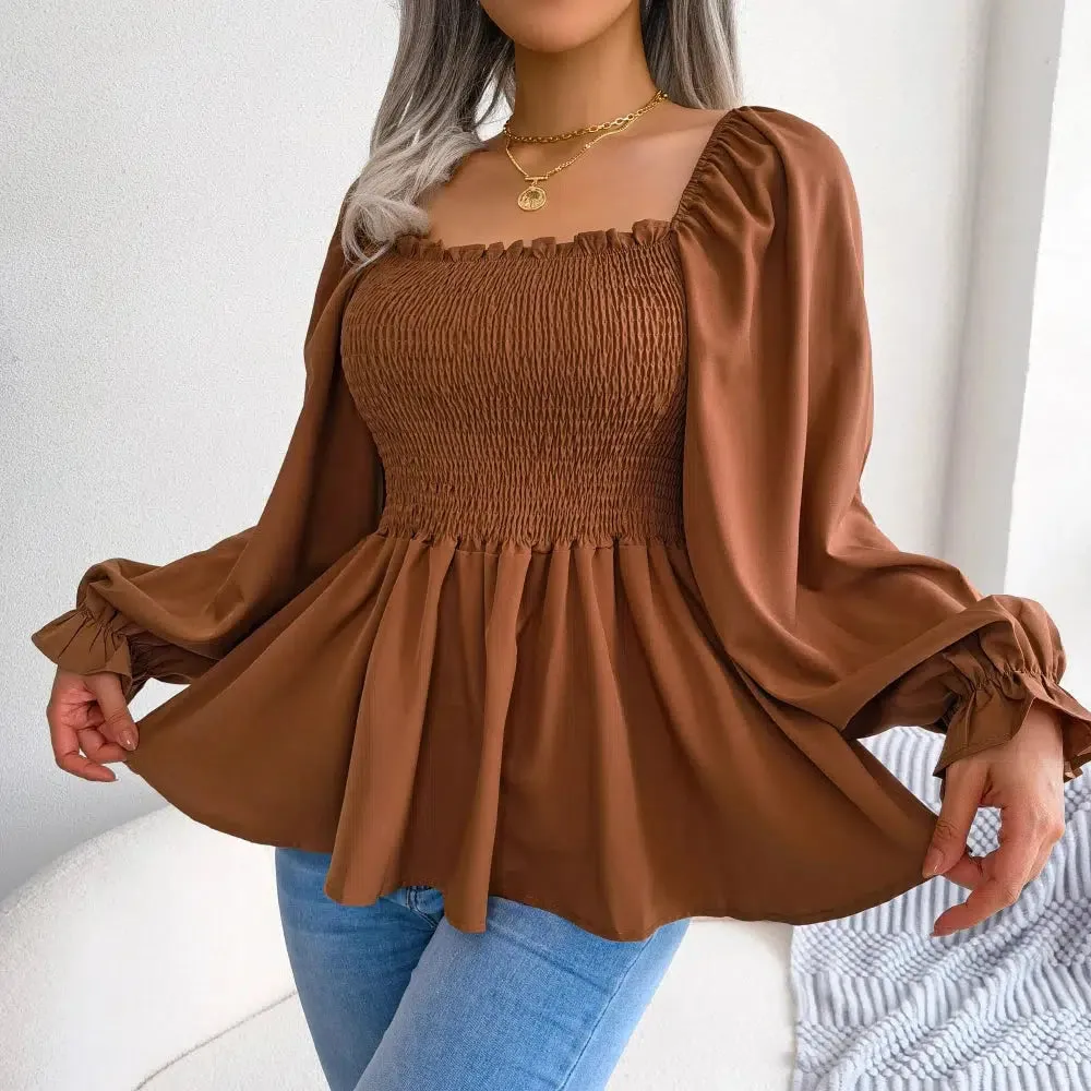 Women Chiffon  Long Sleeve Casual Blouse