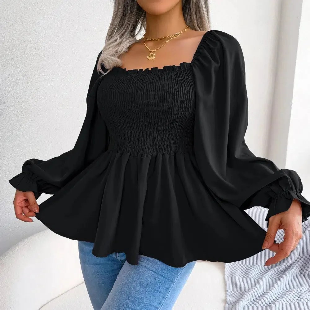 Women Chiffon  Long Sleeve Casual Blouse