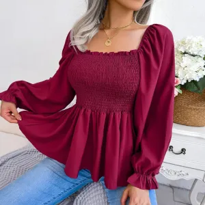 Women Chiffon  Long Sleeve Casual Blouse