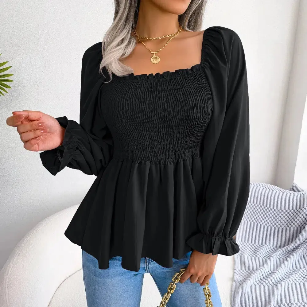 Women Chiffon  Long Sleeve Casual Blouse