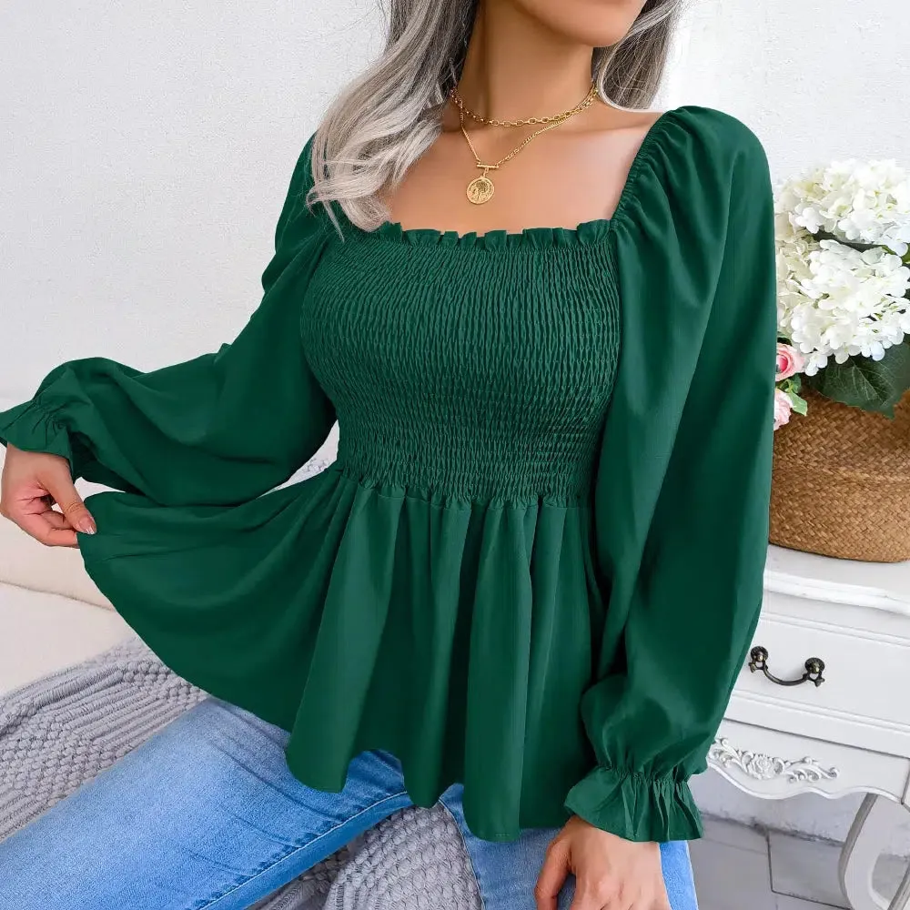 Women Chiffon  Long Sleeve Casual Blouse