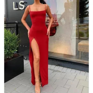 Women Elegant Sleeveless Slit Maxi Dress