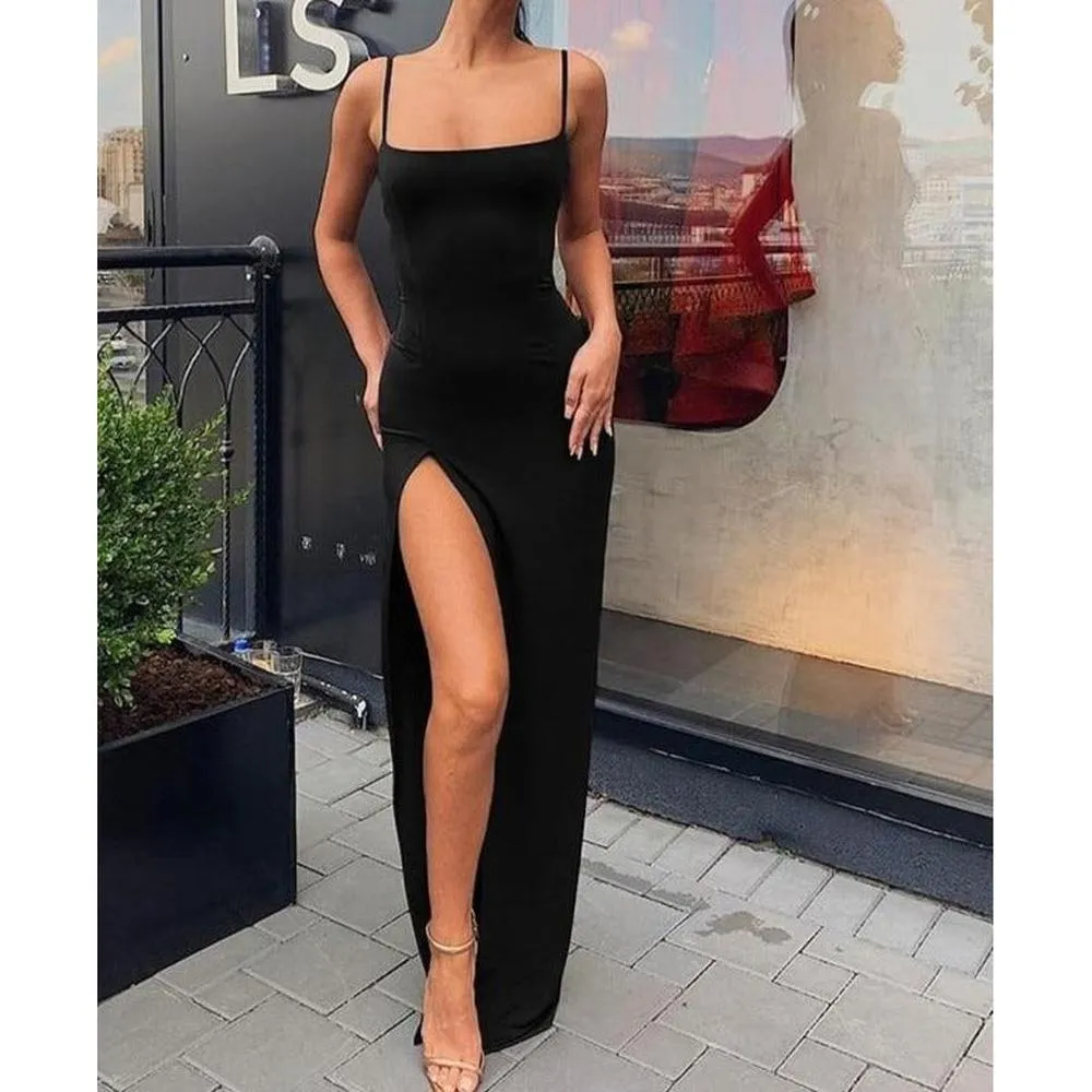 Women Elegant Sleeveless Slit Maxi Dress