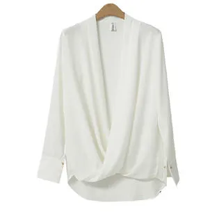 Women Wrap Style Irregular Fashionable Chiffon Top - WSB74326