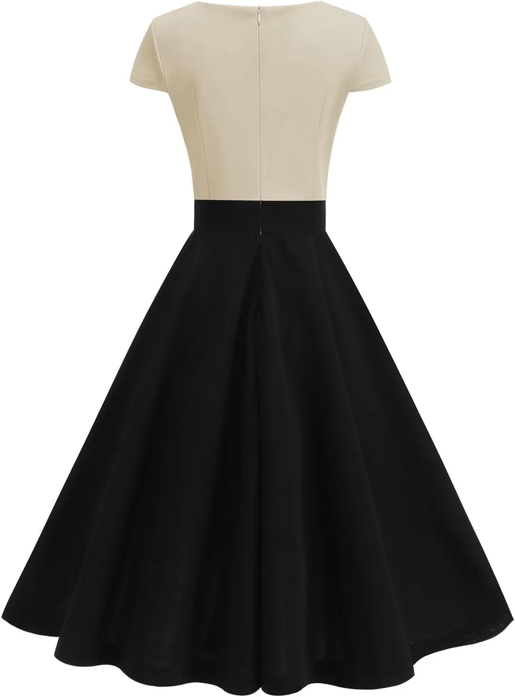 Women's Cap Sleeve Swing A Line Vintage 1950s Cocktail Dress Retro Midi Pleated Dresses 60s Elegant Evening Prom Gowns