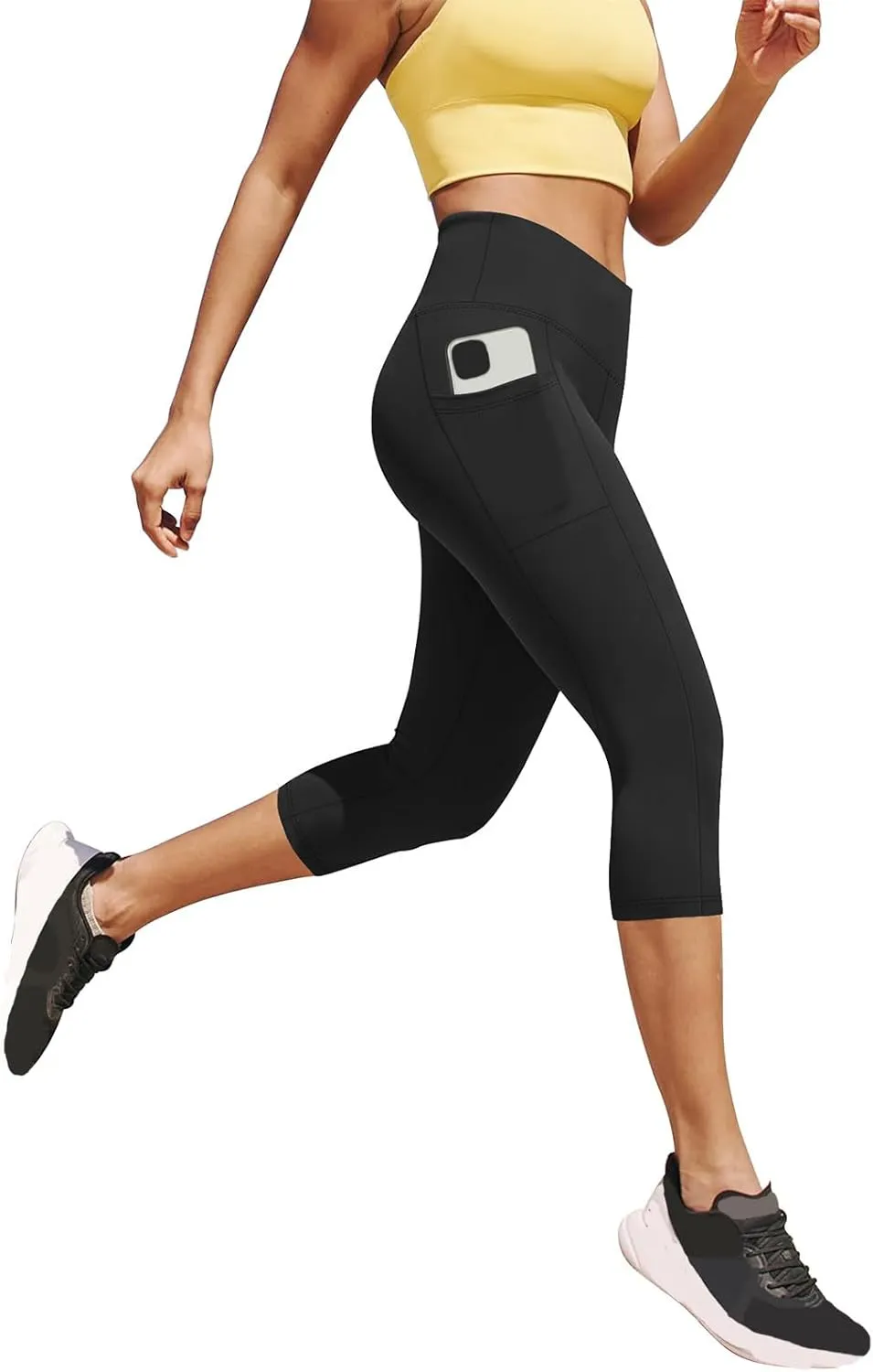 Women's Cropped Trousers Ladies 3/4 Cropped Pants Ladies High Waist Leggings Stretch Fit Yoga Pant Summer