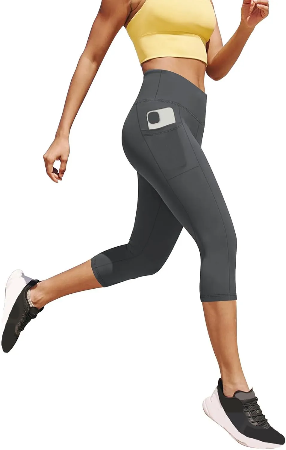 Women's Cropped Trousers Ladies 3/4 Cropped Pants Ladies High Waist Leggings Stretch Fit Yoga Pant Summer