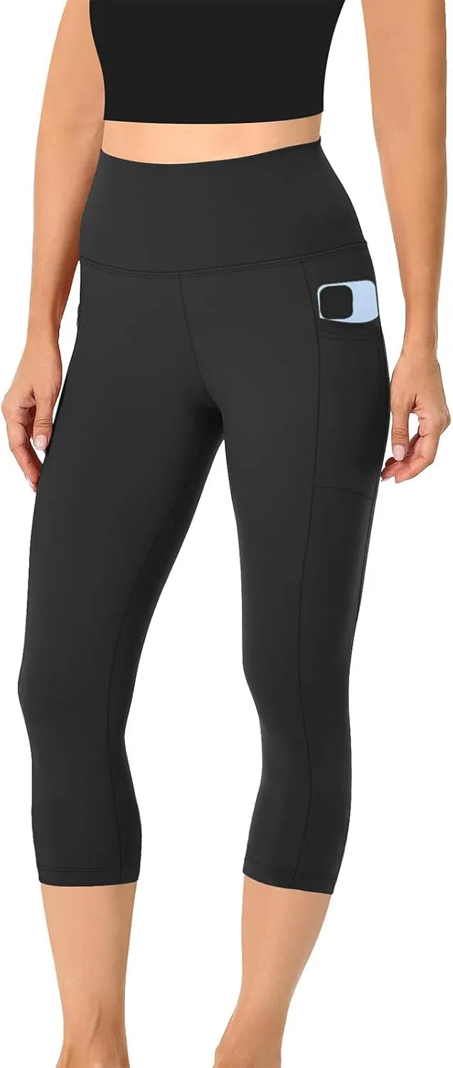 Women's Cropped Trousers Ladies 3/4 Cropped Pants Ladies High Waist Leggings Stretch Fit Yoga Pant Summer